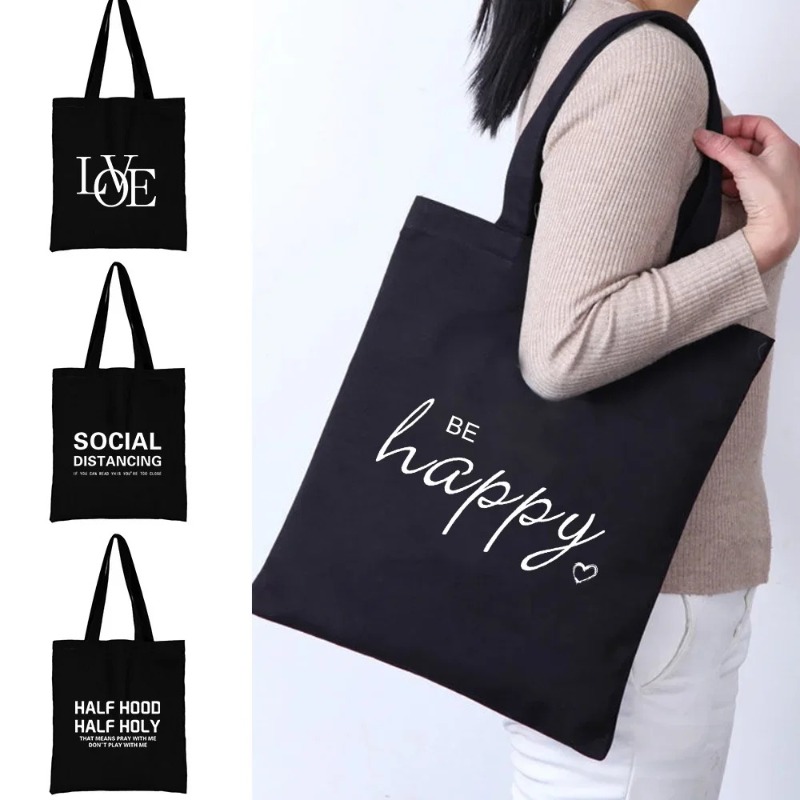 Women'S Bags For Work - Kawaii Cartoon Oranje Kat Print Zwarte