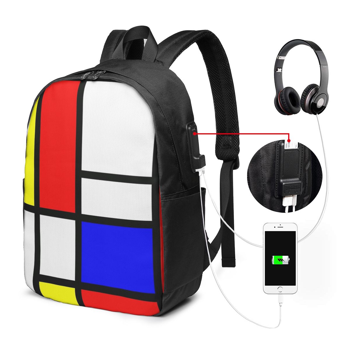 Women'S Bags Travel - Piet Mondriaan Compositie Rugzak Reisnotebooktas Computer