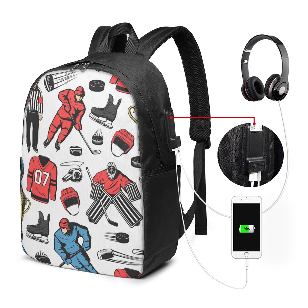 Women'S Bags Travel - IJshockeyspelers op de ijsbaan Rugzak Reisnotebooktas
