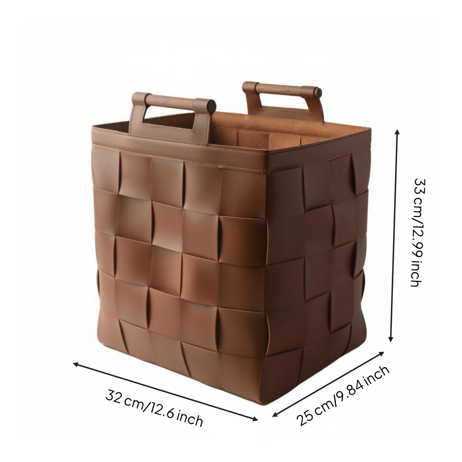 Top Handle Structured - Geweven leren mand met stevige structuur,