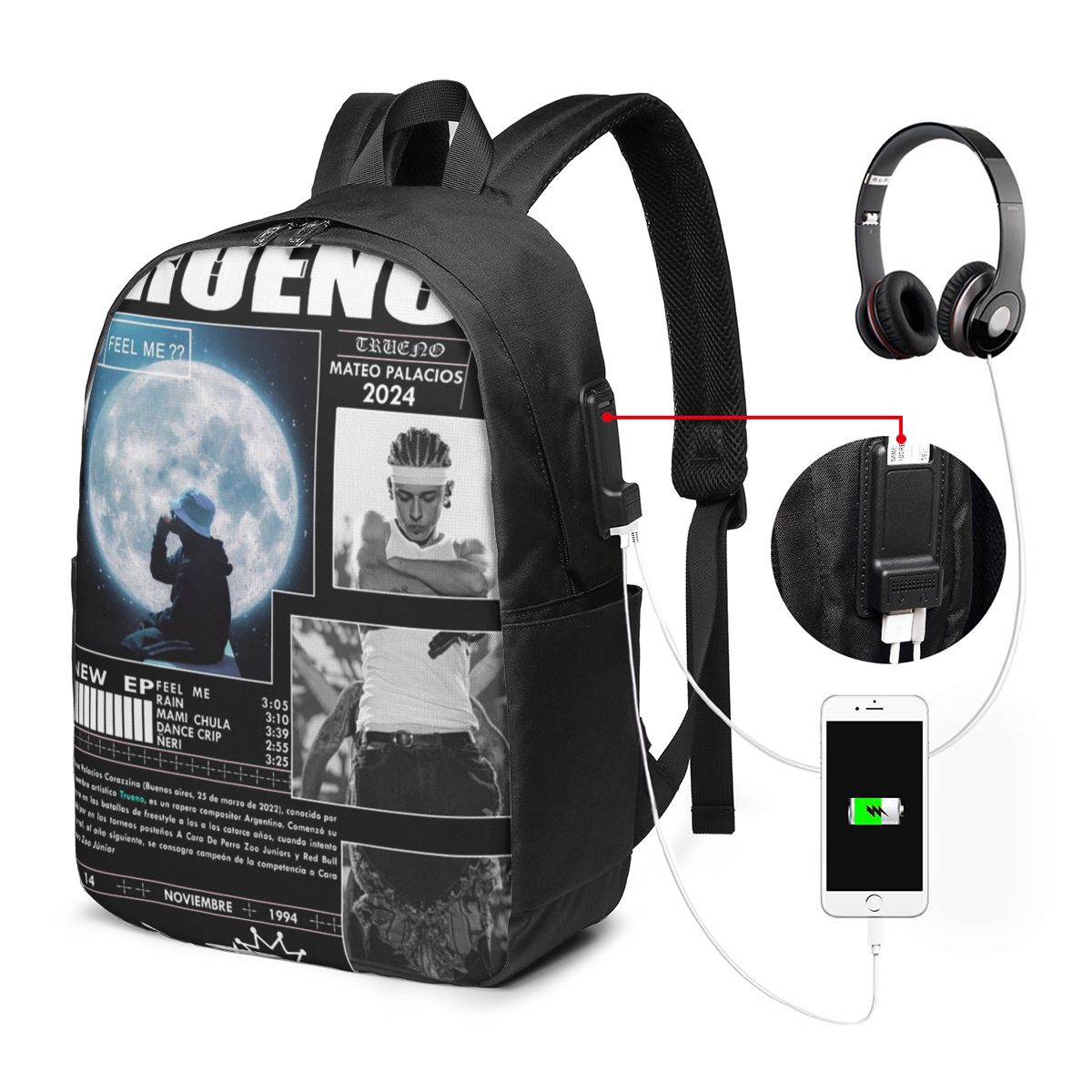 Women'S Bags Travel - Grappige Trueno Hip Hop Rapper Rugzak