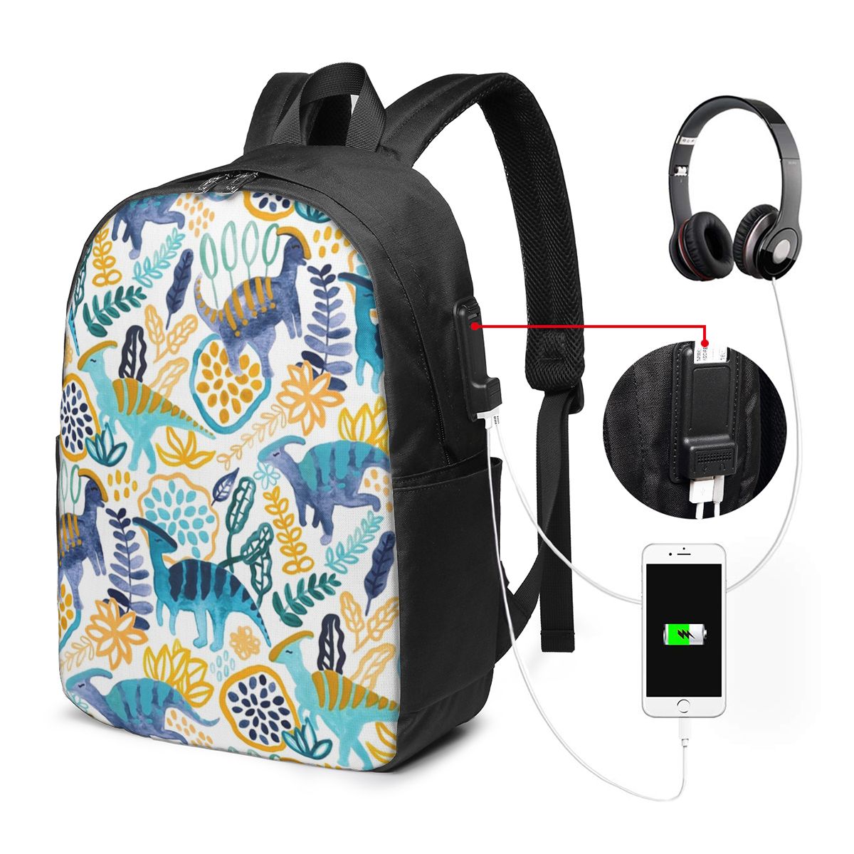 Women'S Bags Travel - Gouache Parasaurolophuses Rugzak Reisnotebooktas Computer Student