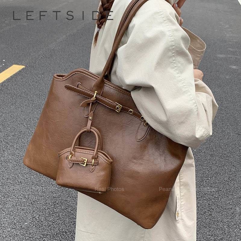 Women Bags For Airport - LINKERKANT Grote PU-leer Schoudertas met kort