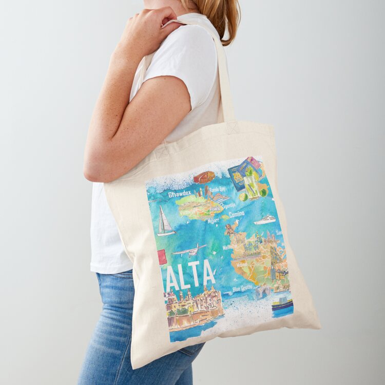Women Bags Malta - Illustreerde reisplattegrond van Malta met wegen