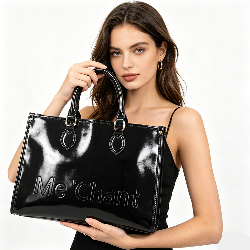 Dames zwarte glanzende laklere - Top Handle Structured recensie en prijs