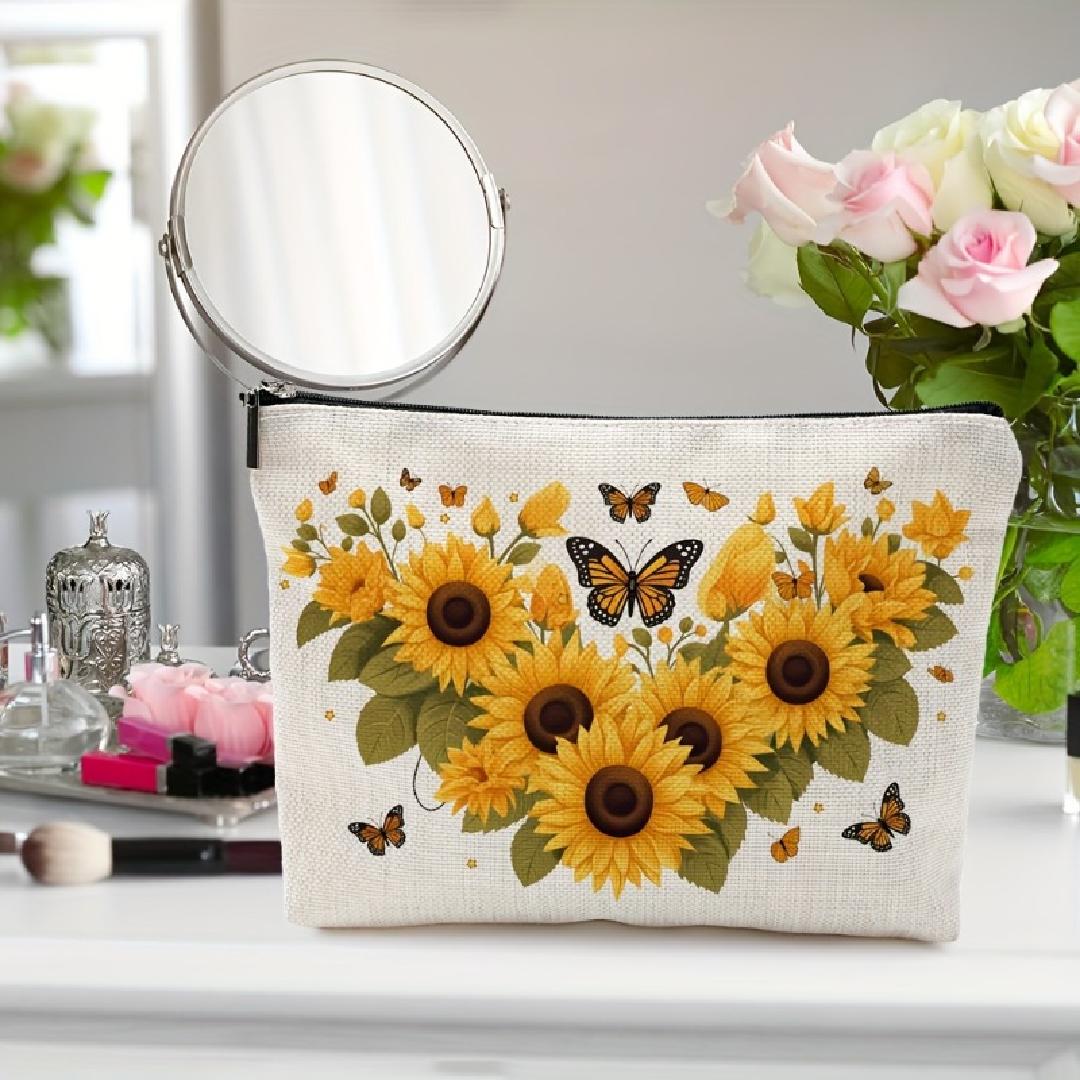 Een make-uptasje met zonnebloe - Women Bags Zip recensie en prijs
