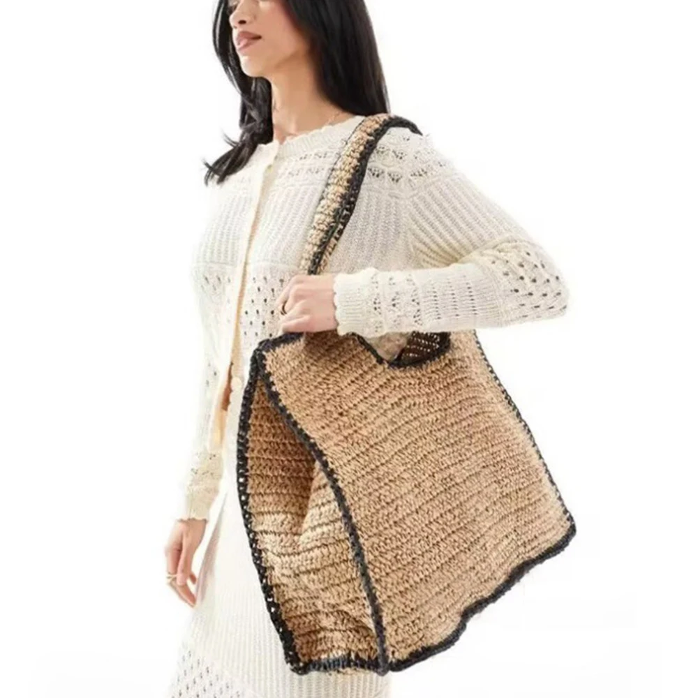 Stro draagtassen met grote cap - Woven Straw Bag recensie en prijs