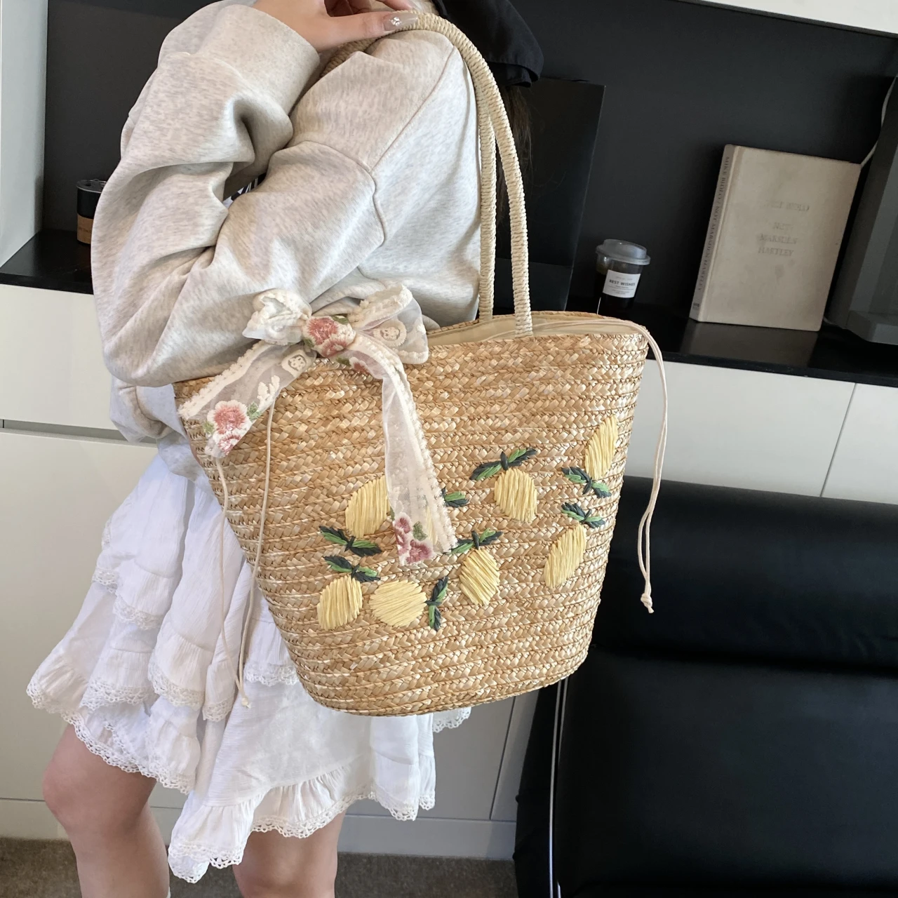 Grote capaciteit strand schoud - Woven Straw Bag recensie en prijs