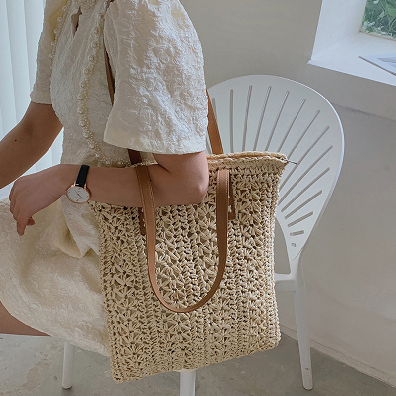 Vierkante holle stro strandtas - Woven Straw Bag recensie en prijs