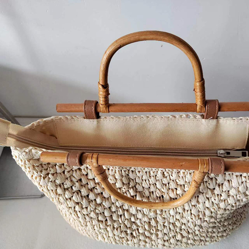 Houten handvat strozak handges - Woven Straw Bag recensie en prijs