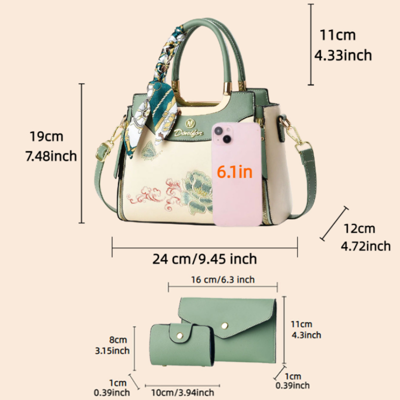 3-delige geborduurde handtasse - Women Bags For Gift recensie en prijs
