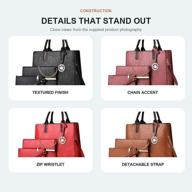 Dames 3-delige handtasset, gro - Top Handle Structured recensie en prijs