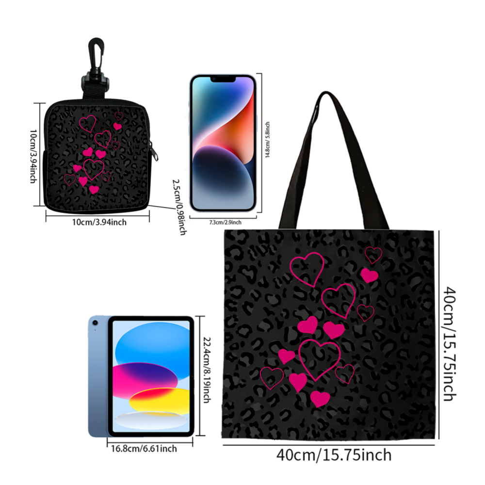 Zwarte luipaardprint roze hart - Women Bags For Gift recensie en prijs