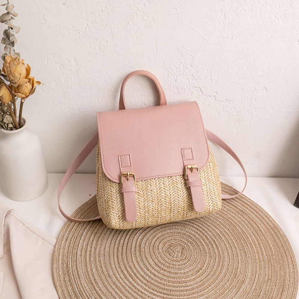 Mode PU lederen rugzak van str - Woven Straw Bag recensie en prijs